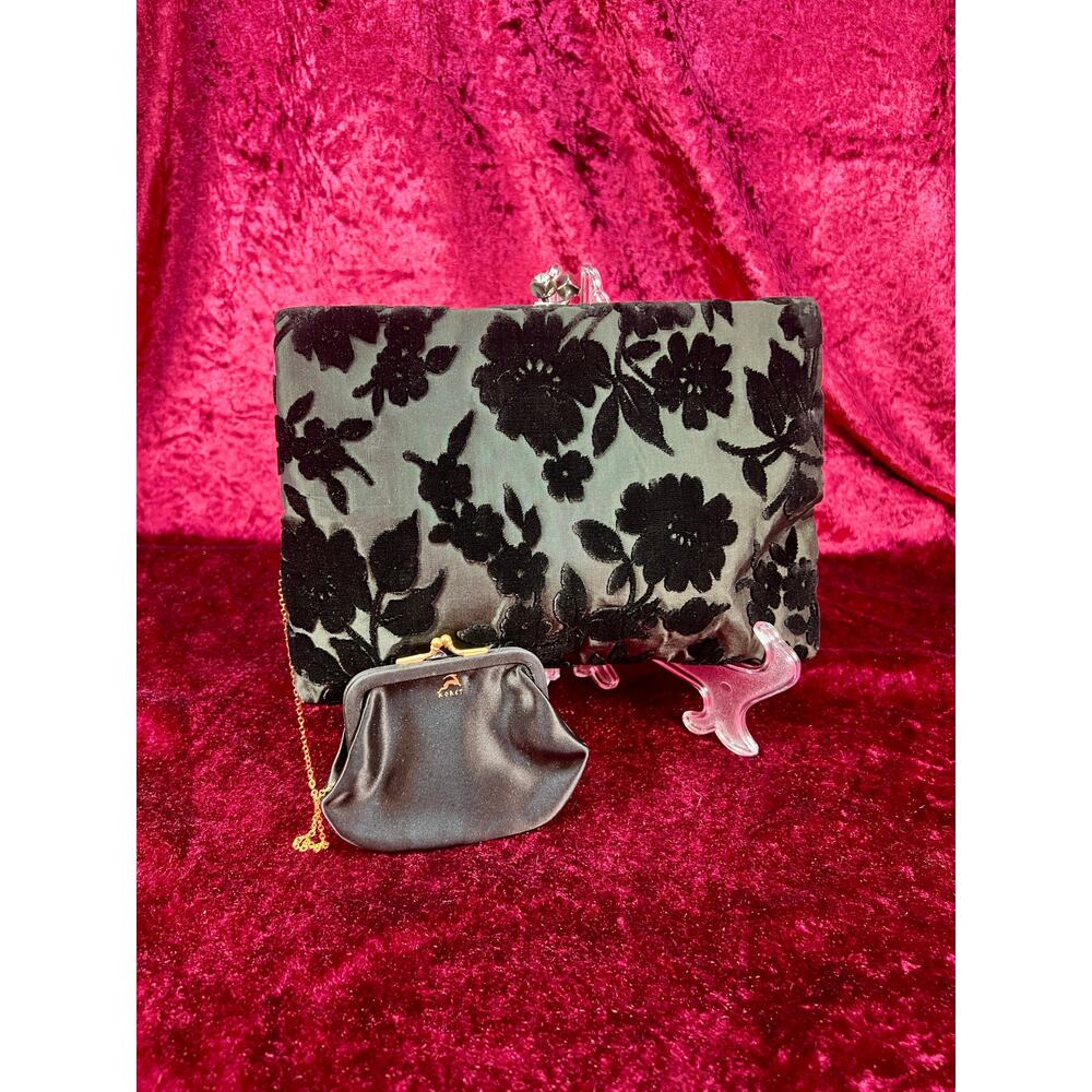 Vintage Evening Clutch – Floral Velvet Burnout Pattern - Koret for Neiman Marcus